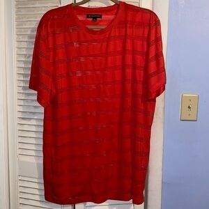 Mens sheer stripe T-shirt style nylon shirt